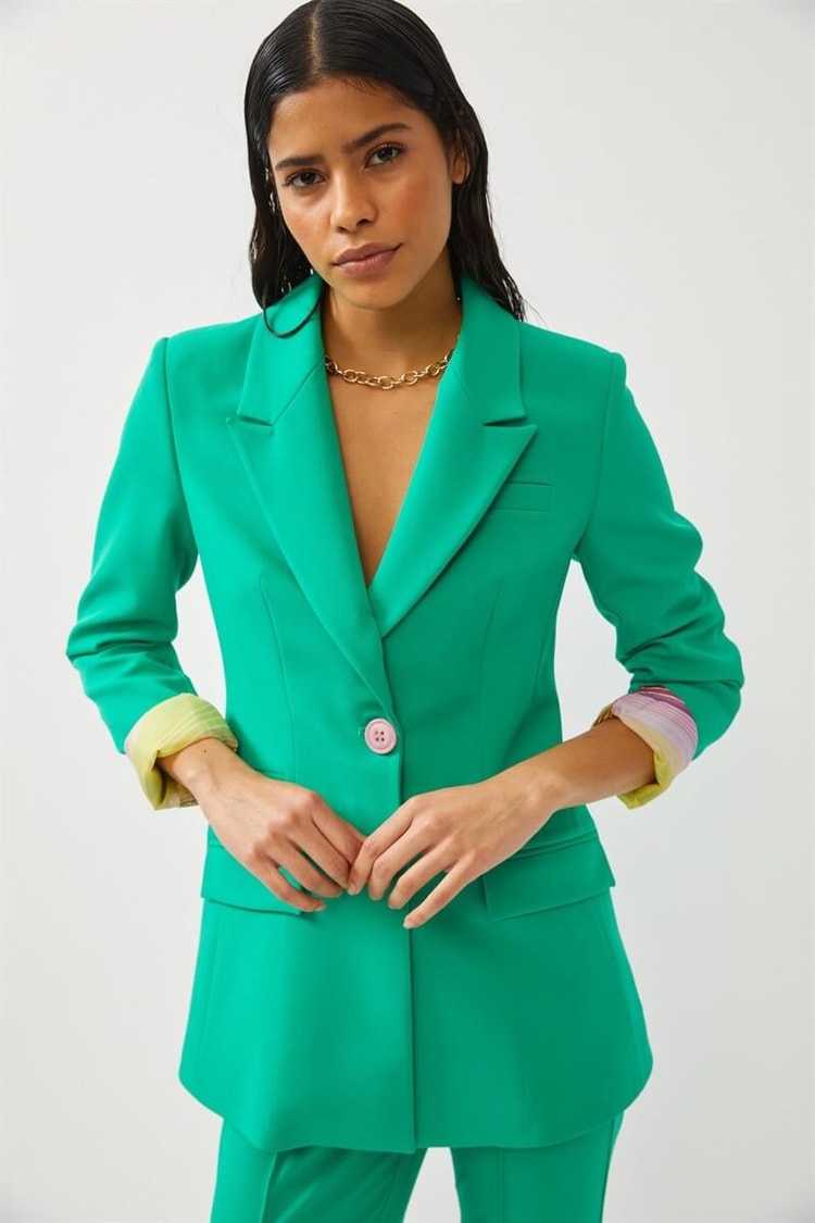 Yeşil Astarlı Blazer Ceket Pantolon TakımST060S90316002