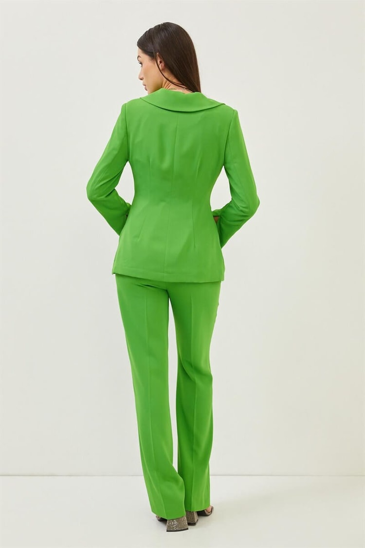 Yeşil Düğüm Detaylı Anvelop Blazer Ceket Pantolon TakımST060S90350002