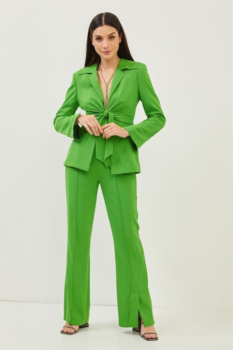 Yeşil Düğüm Detaylı Anvelop Blazer Ceket Pantolon TakımST060S90350002