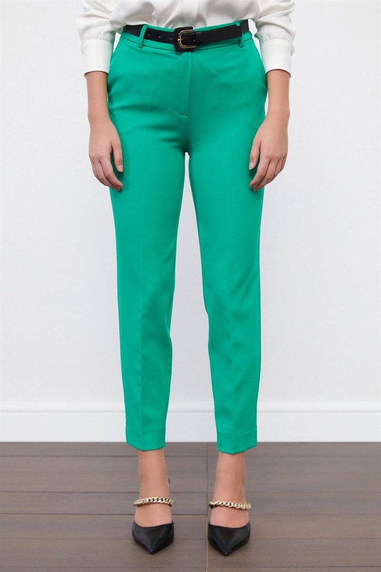 Yeşil Kemerli Kumaş PantolonST060S20384003