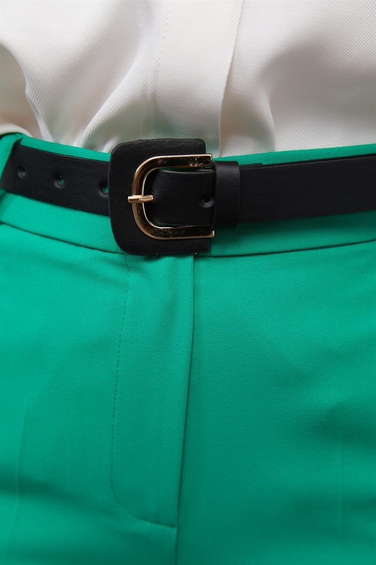 Yeşil Kemerli Kumaş PantolonST060S20384003