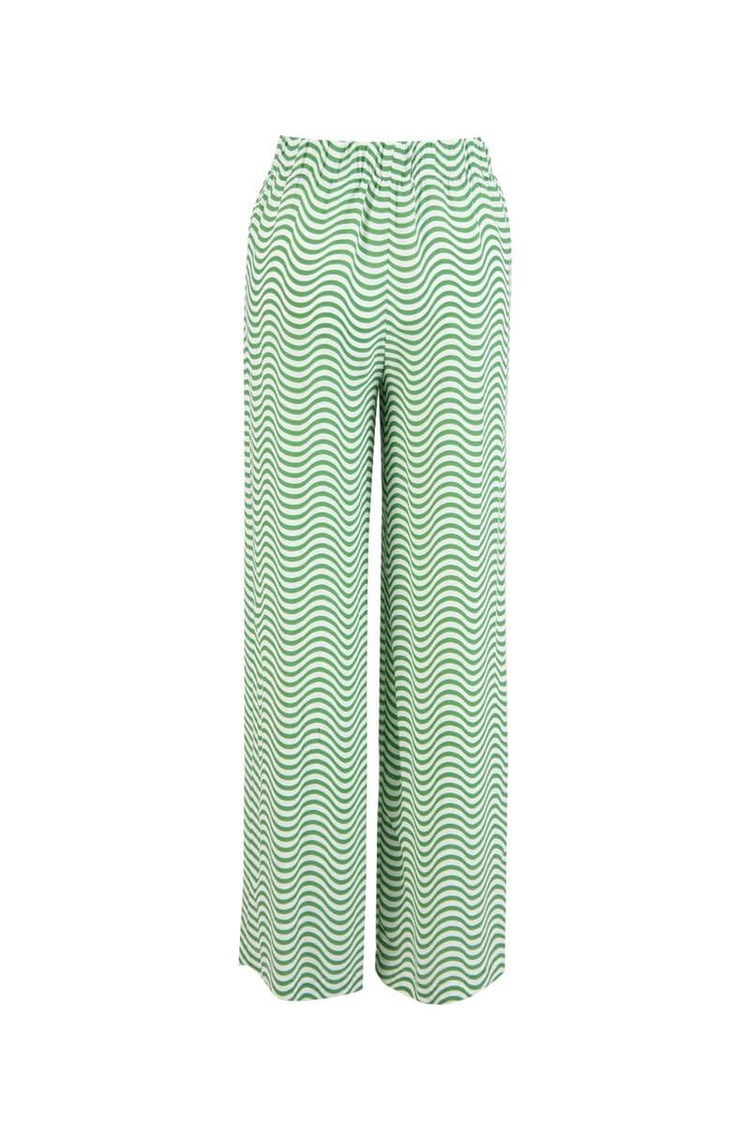 Yeşil Yüksek Bel Çizgili PantolonST060S20584001