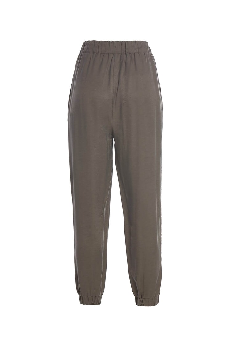 Zeytin Kabuğu Beli Ve Paçası Lastikli Yan Dikişleri Şeritli Jogger PantolonST040W201301