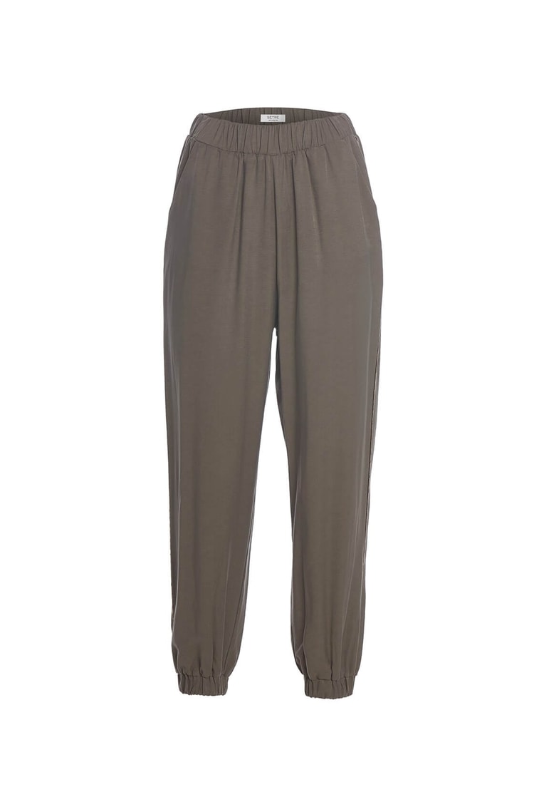 Zeytin Kabuğu Beli Ve Paçası Lastikli Yan Dikişleri Şeritli Jogger PantolonST040W201301