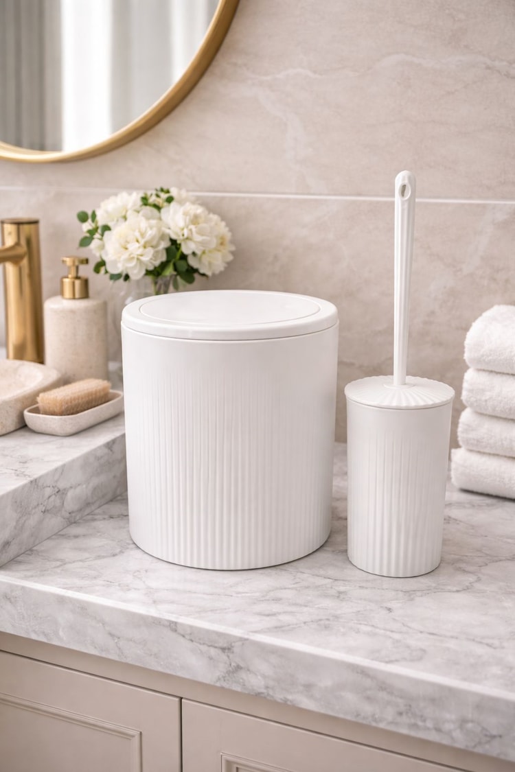 2’Li Banyo Seti Çöp Kovası Ve Tuvalet Fırçası –DC-6879