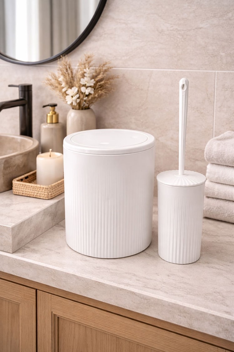 2’Li Banyo Seti Çöp Kovası Ve Tuvalet Fırçası –DC-6879