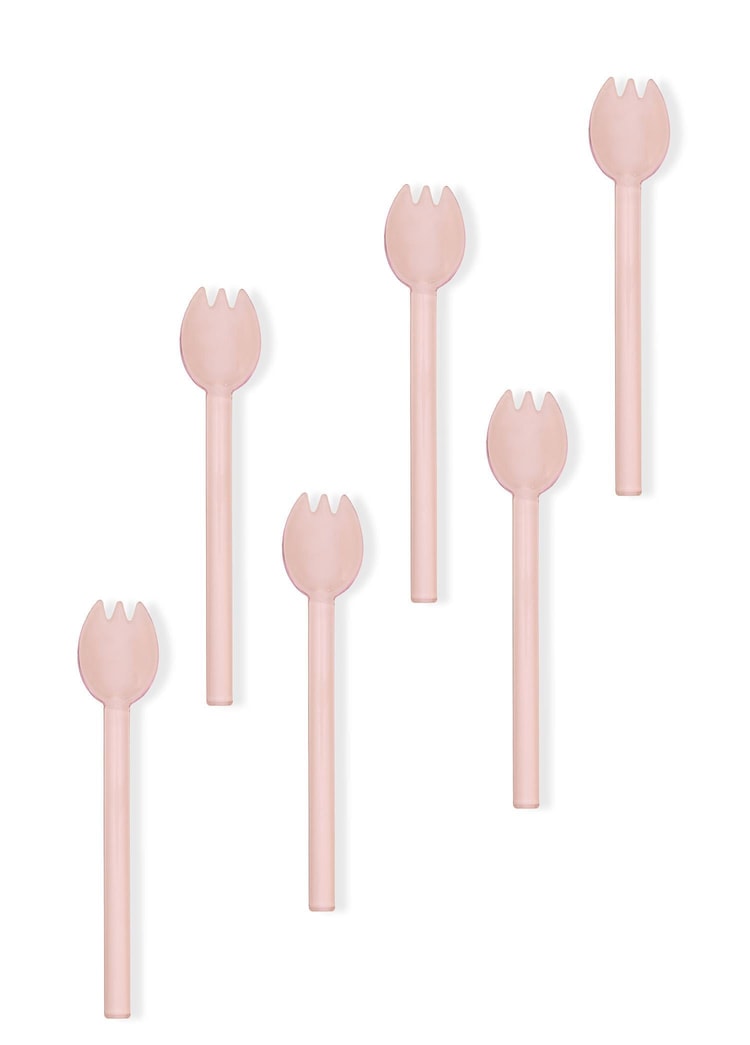 Abiete Dondurma ve Tatlı Kaşığı Pembe 6lı Set