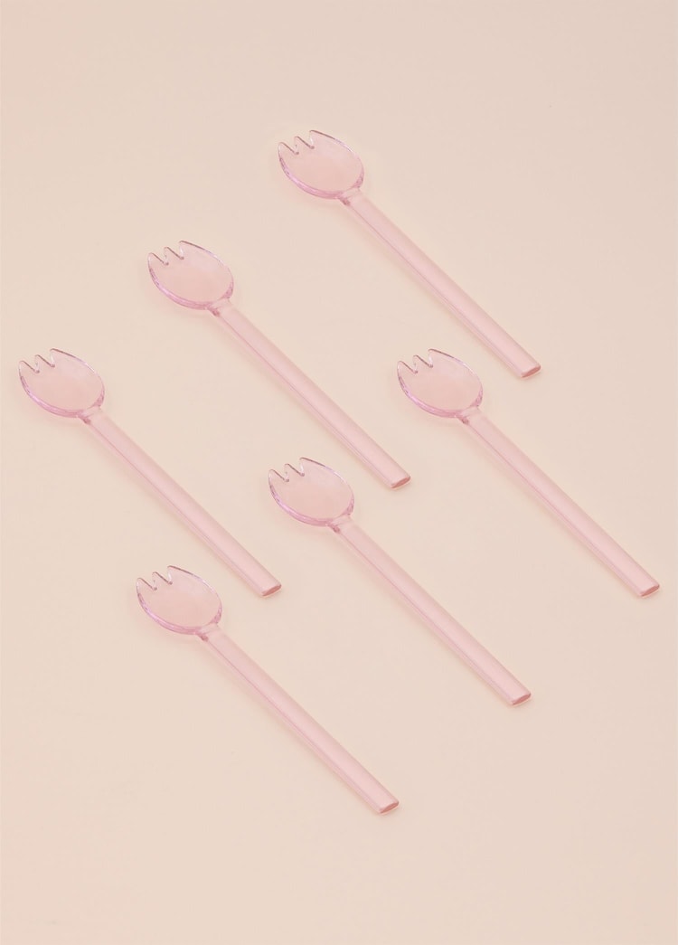 Abiete Dondurma ve Tatlı Kaşığı Pembe 6lı Set