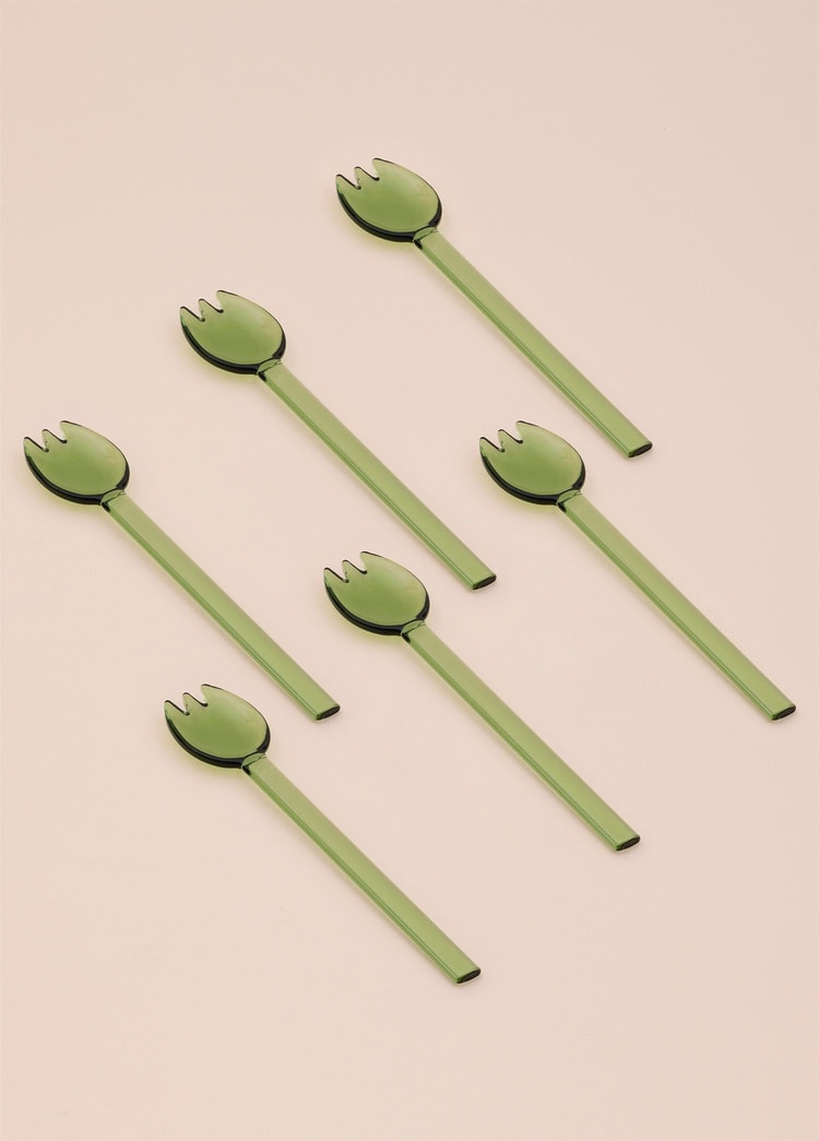 Abiete Dondurma ve Tatlı Kaşığı Yeşil 6lı Set