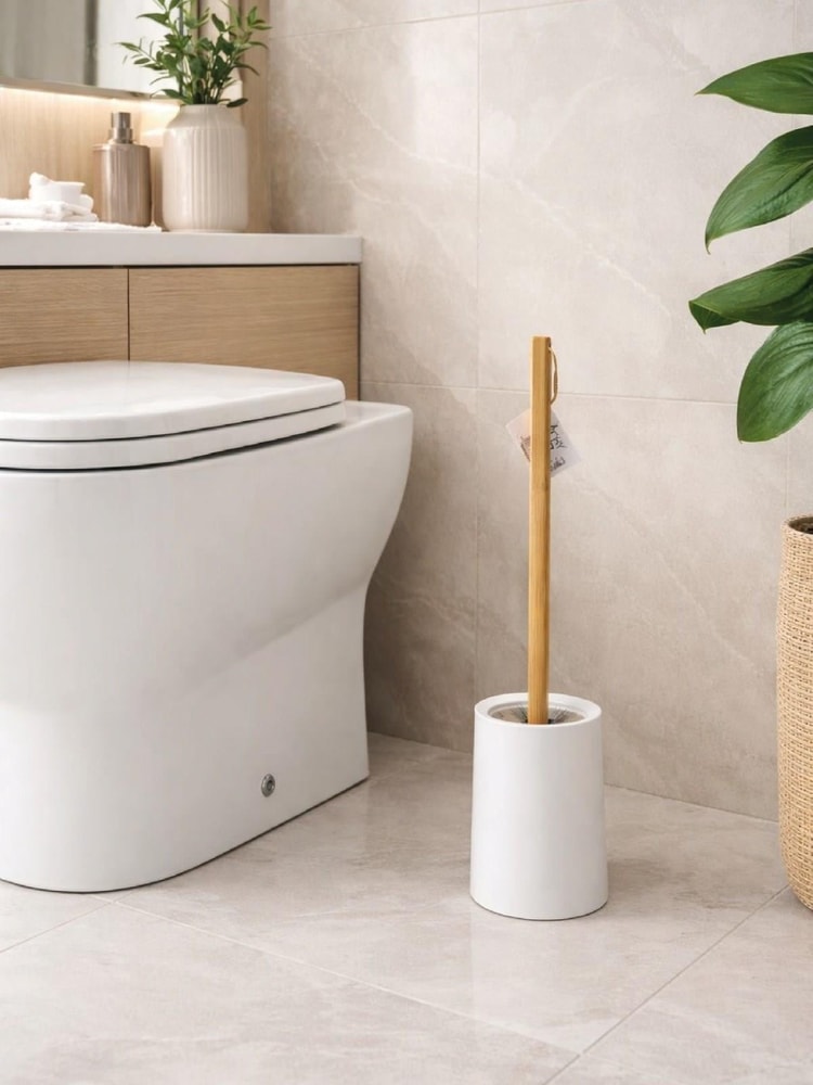 Ahşap Saplı Minimal Tuvalet Fırçası Ve Standı – Şık, Modern WC Fırçası VICHY-7050