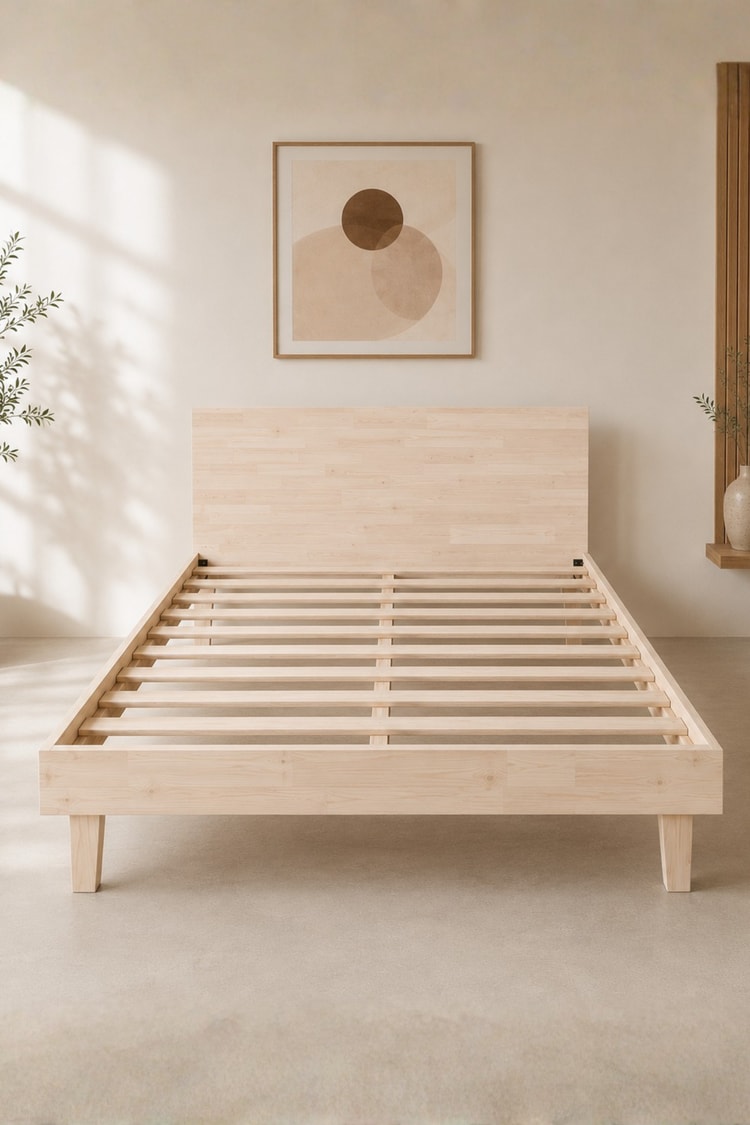 Alaçam Nora Masif Ahşap Çift Kişilik Karyola 150 x 200 Natural