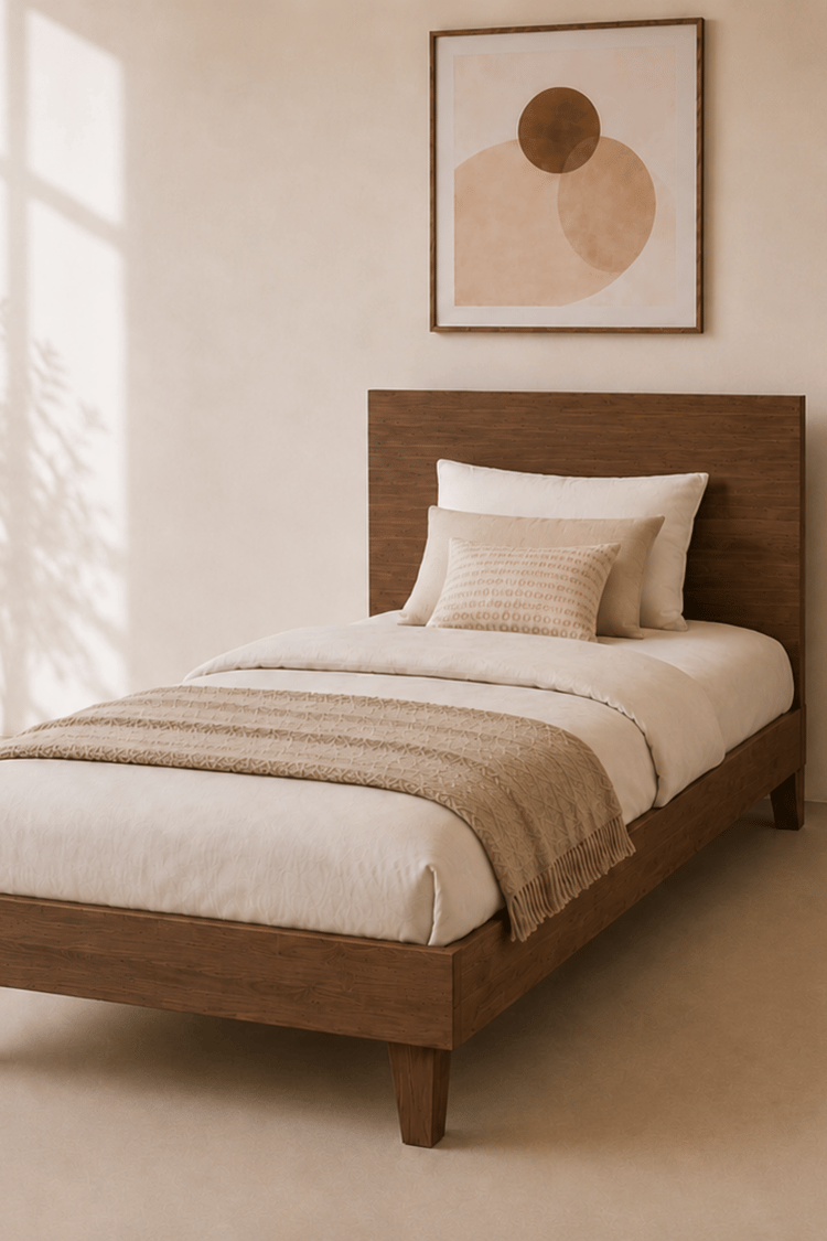 Alaçam Nora Masif Ahşap Tek Kişilik Karyola 90 x 200 Ceviz