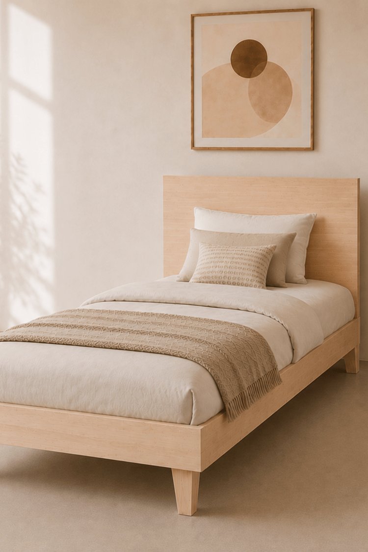 Alaçam Nora Masif Ahşap Tek Kişilik Karyola 100 x 200 Natural