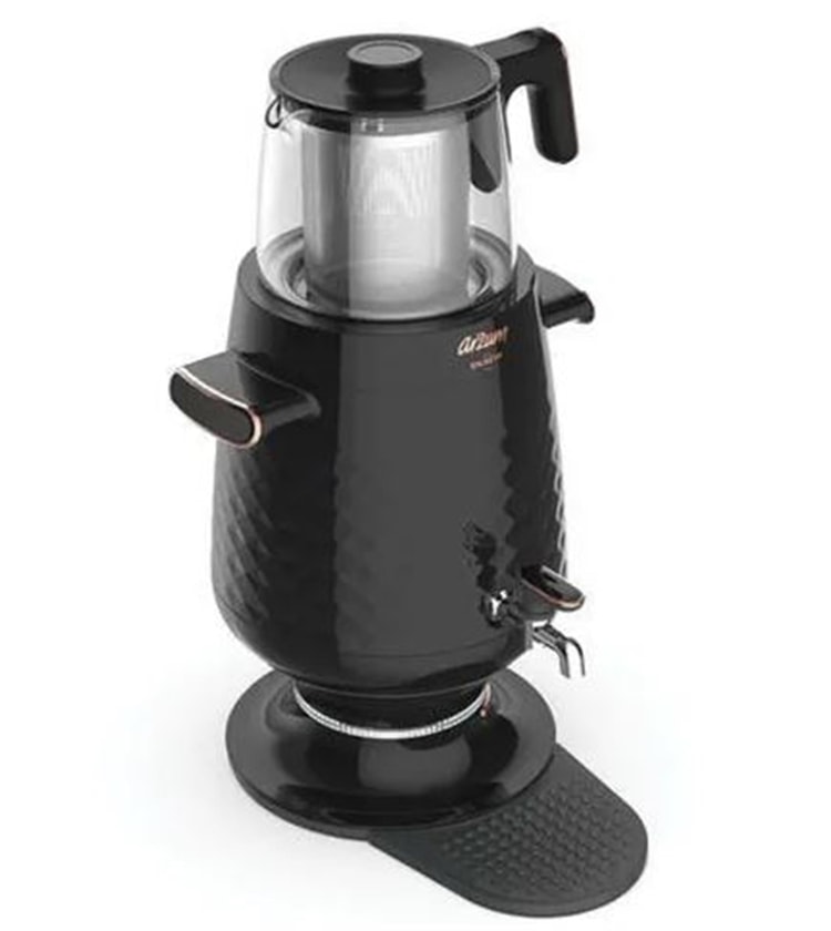 Arzum AR3083 Ehlikeyf Siyah 2200 W Cam Demlikli Semaver