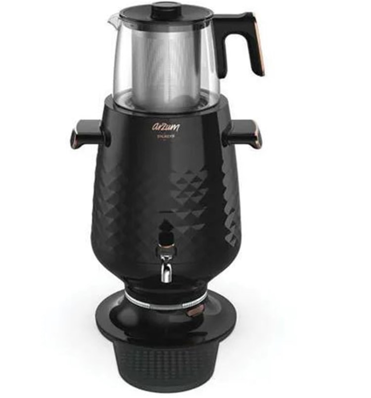 Arzum AR3083 Ehlikeyf Siyah 2200 W Cam Demlikli Semaver