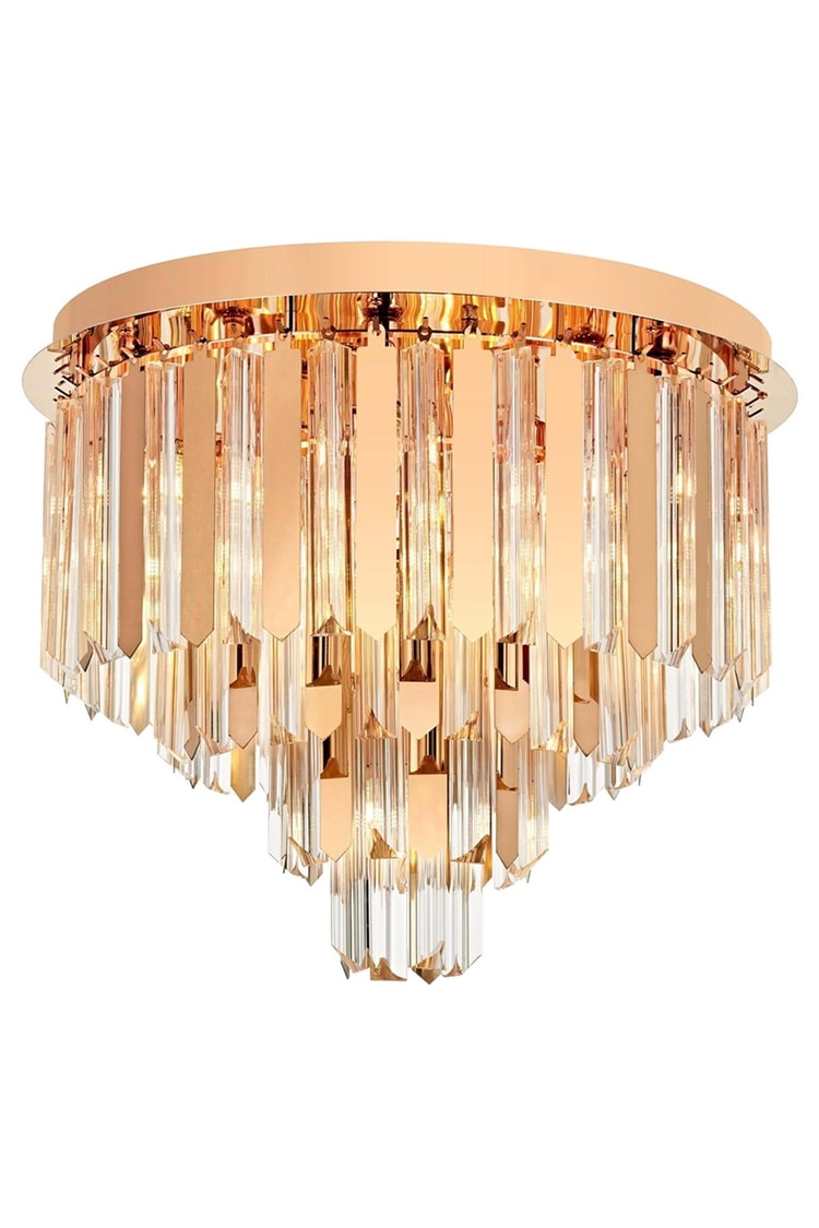 Avonni AR-4303-S60 Sarı Kaplama Klasik Avize E14 Metal Kristal 60 cm