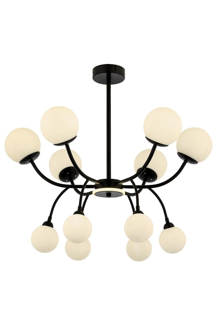 Avonni AV-1894-12BSY Siyah Boya Modern Avize G9 Metal Cam 85 cm
