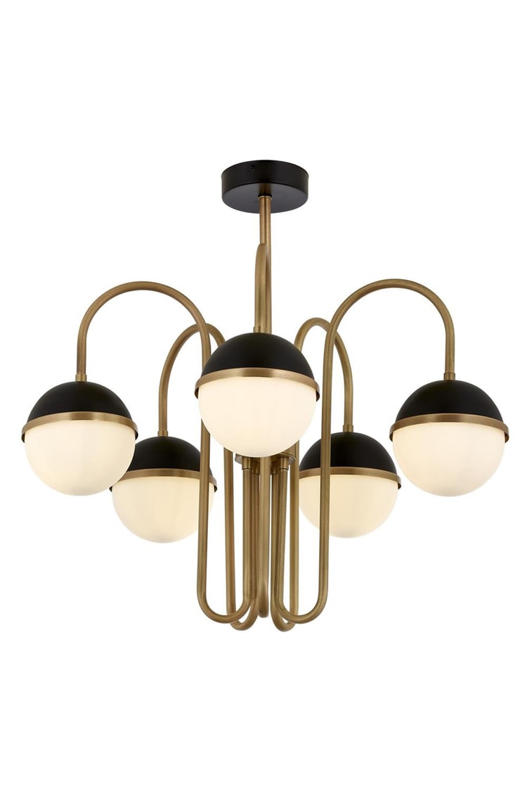 Avonni AV-1895-5E Siyah/Eskitme Boya/Kaplama Modern Avize E27 Metal Cam 60 cm