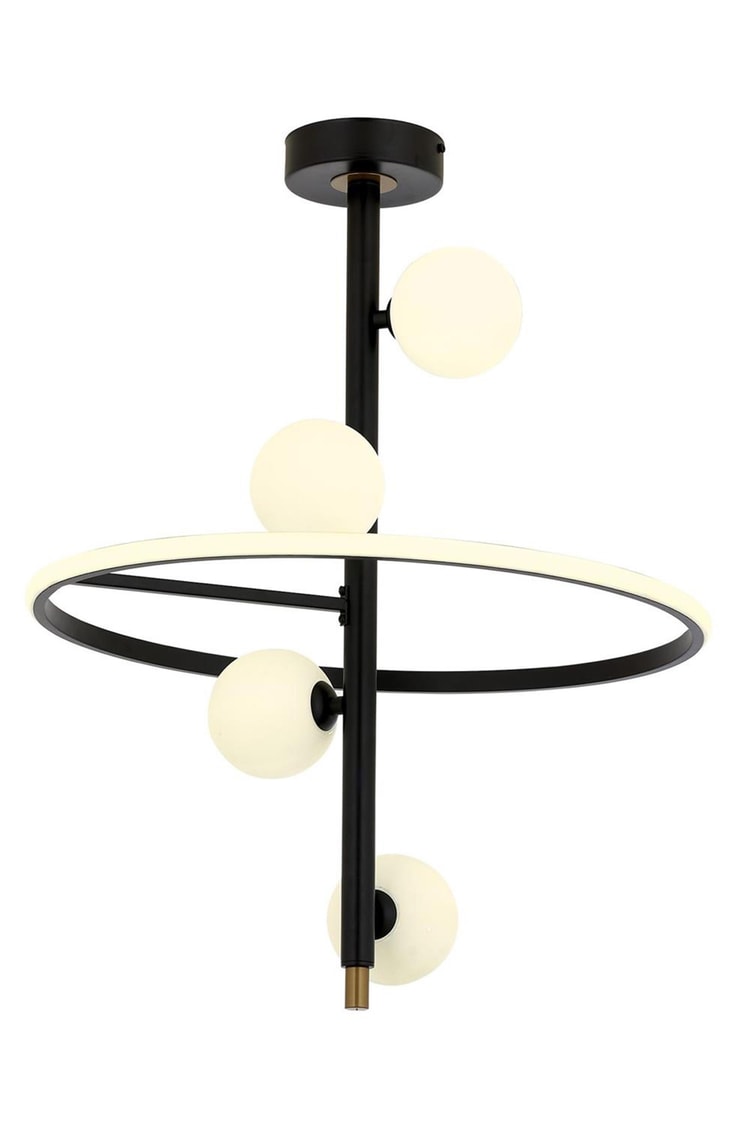 Avonni AV-1896-5BSY Siyah Boya Modern Avize G9 Metal Cam 50 cm