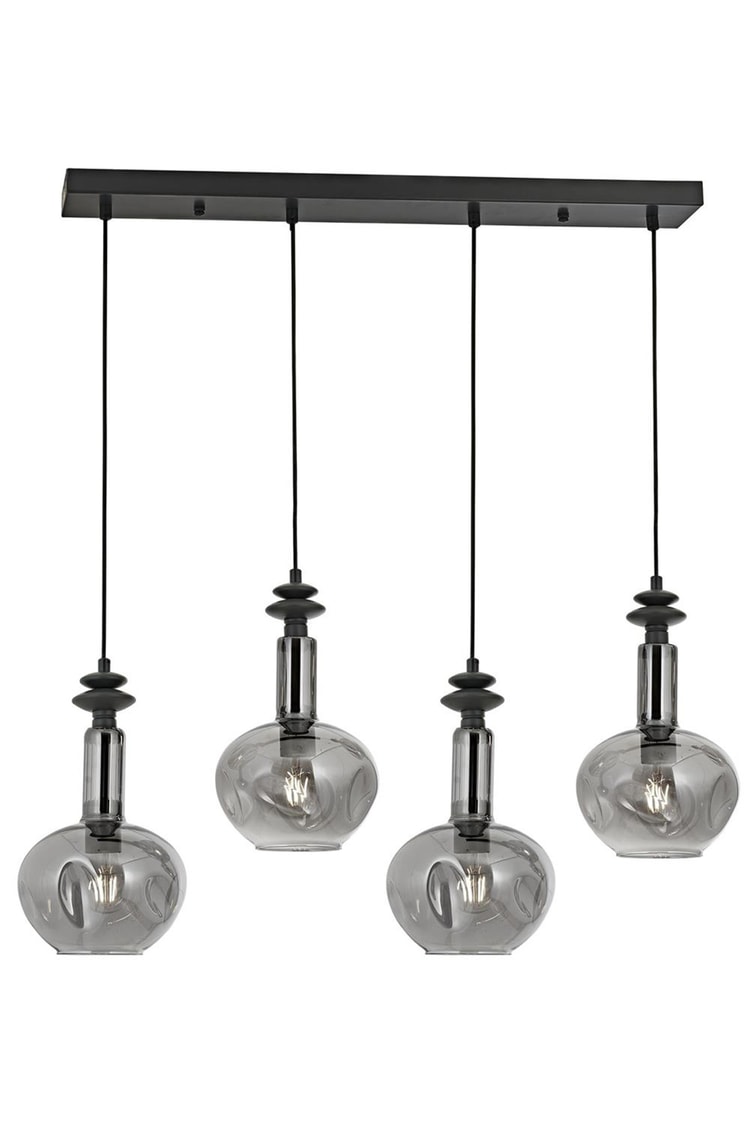 Avonni AV-1912-4Y-GR Siyah Kaplama Modern Avize E27 Metal Cam 80x12 cm