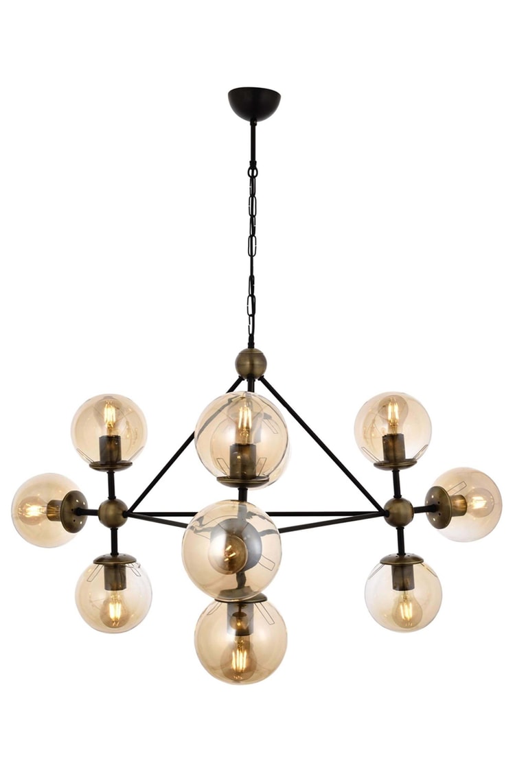 Avonni AV-4258-10BSY Siyah Boya Modern Avize E27 Metal Cam 100 cm