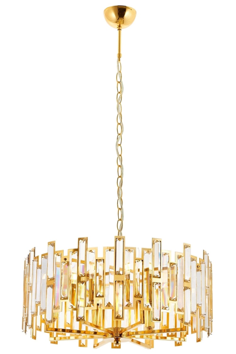 Avonni AV-4307-S50 Sarı Kaplama Klasik Avize E14 Metal Kristal 50 cm