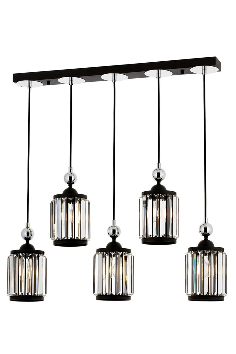 Avonni AV-4318-5Y-BSY Siyah Boya Modern Avize E27 Metal Kristal 80x8 cm