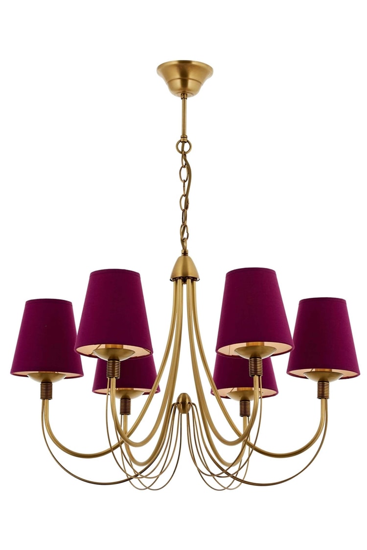 Avonni AV-4325-6E Eskitme Kaplama Klasik Avize E14 Metal Kumaş 67 cm