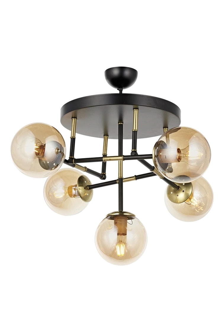 Avonni AV-4331-5T-BSY Siyah Boya Modern Avize E27 Metal Cam 40 cm