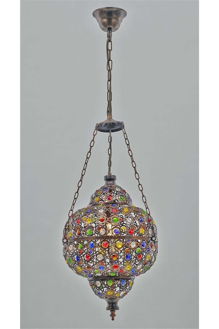 Avonni AV-5104-1E Eskitme Kaplama Klasik Avize E27 Metal Kristal 27 cm