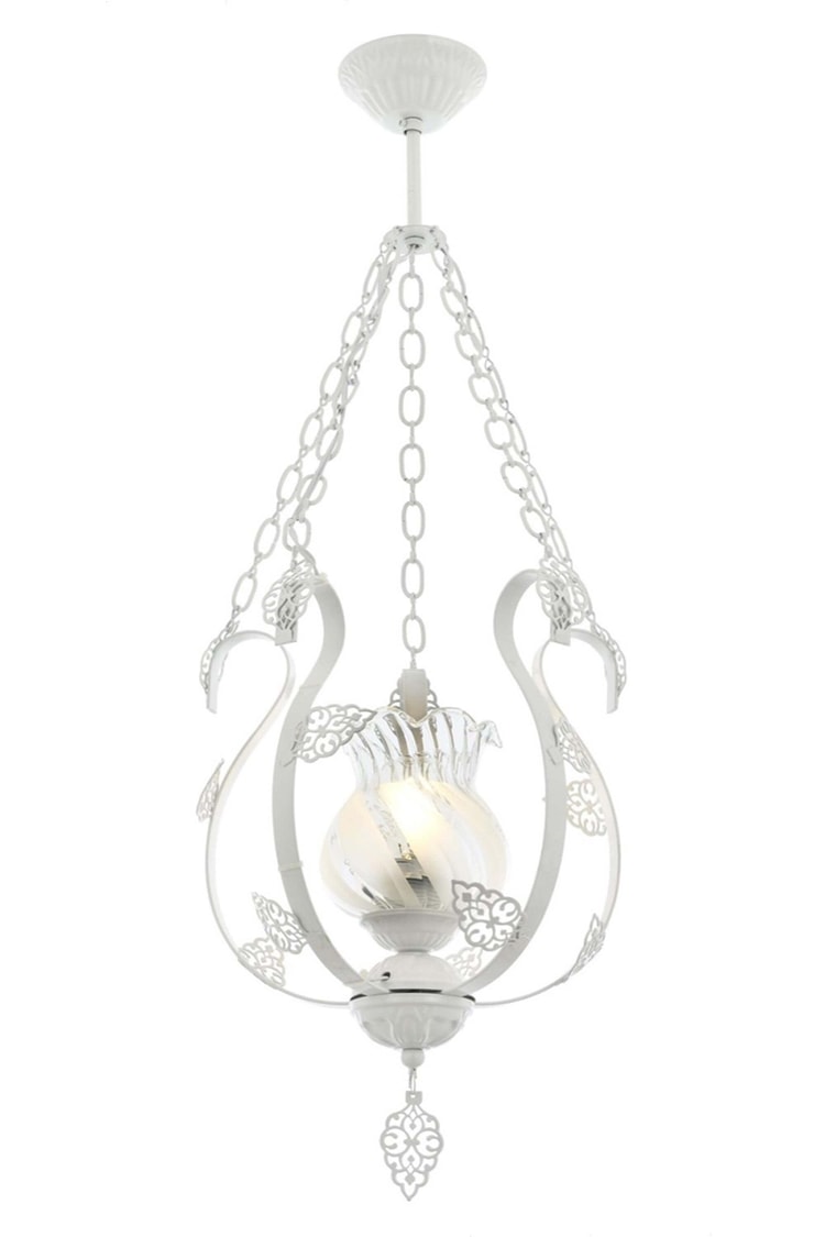 Avonni AV-65119-T Beyaz Boya Klasik Avize E27 Metal Cam 30 cm