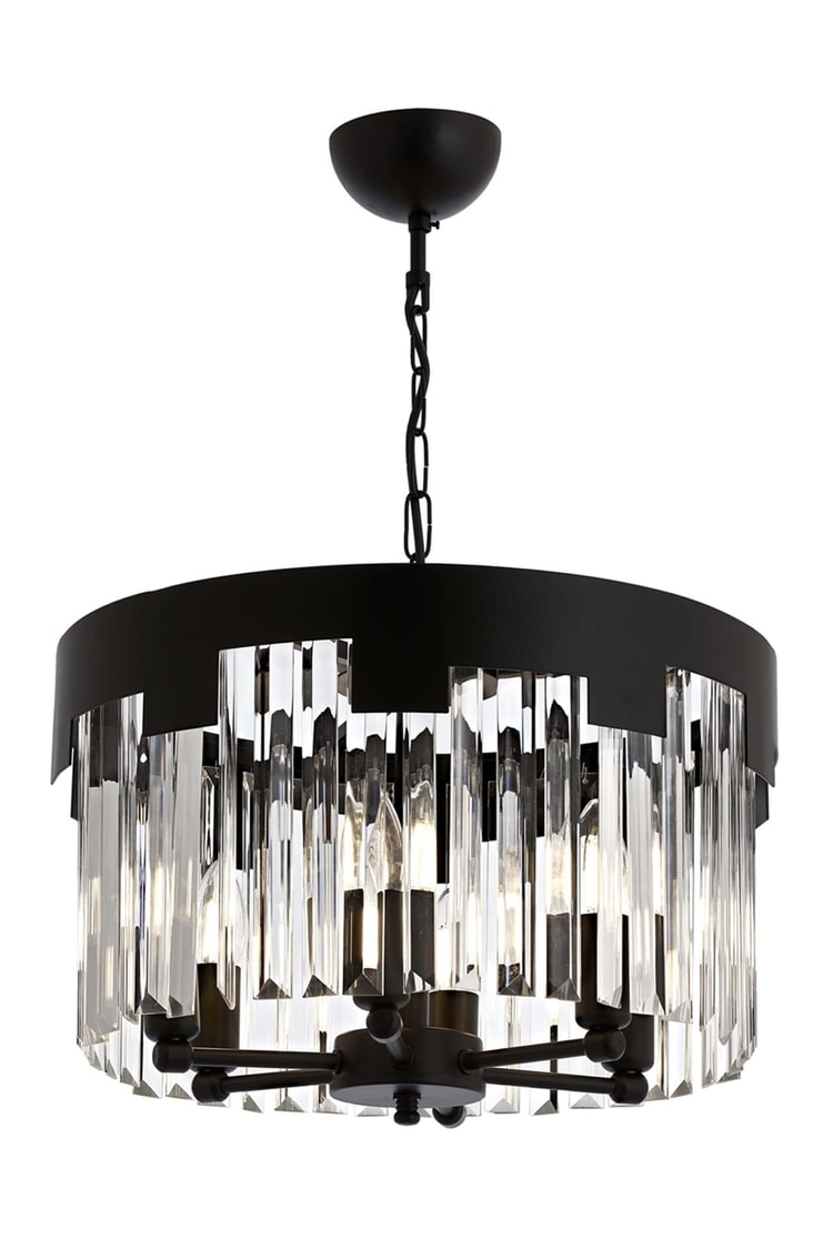 Avonni AV-65225-BSY40 Siyah Boya Klasik Avize E14 Metal Kristal 40 cm