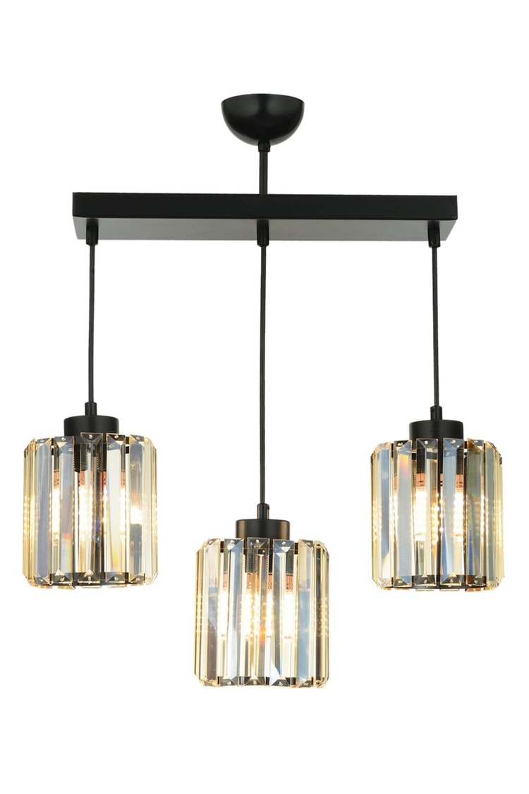 Avonni AV-65230-3Y-BSY Siyah Boya Modern Avize E27 Metal Kristal 54x15 cm