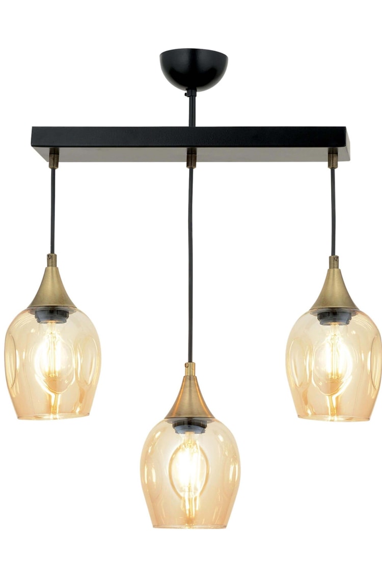 Avonni AV-65234-3Y-BSY Siyah Boya Modern Avize E27 Metal Cam 60x10 cm