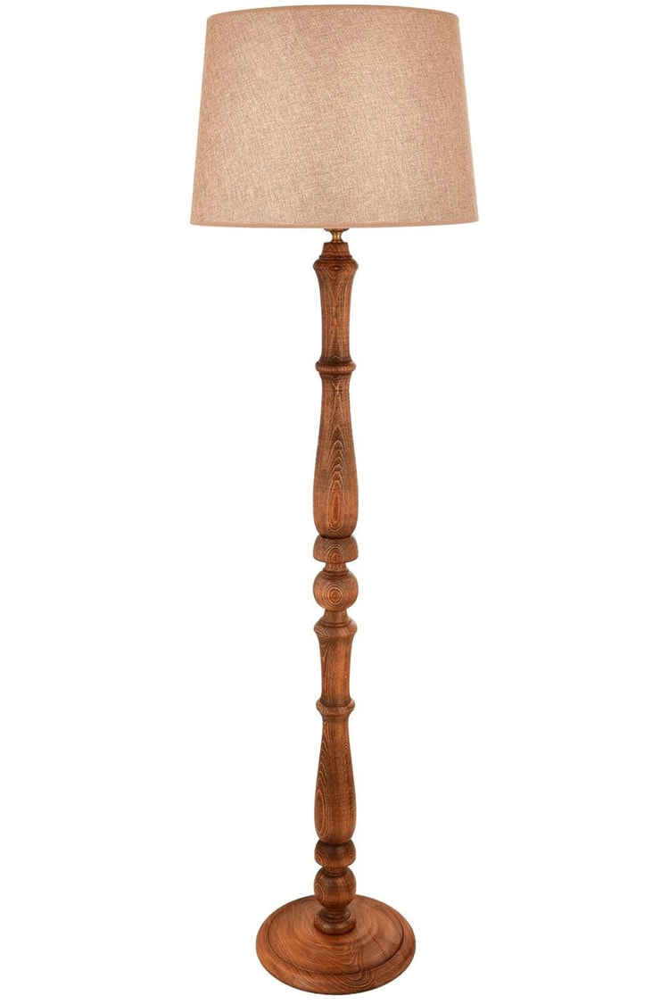 Avonni LM-9144-1E Ceviz Boya Lambader E27 Ahşap Kumaş 45 cm