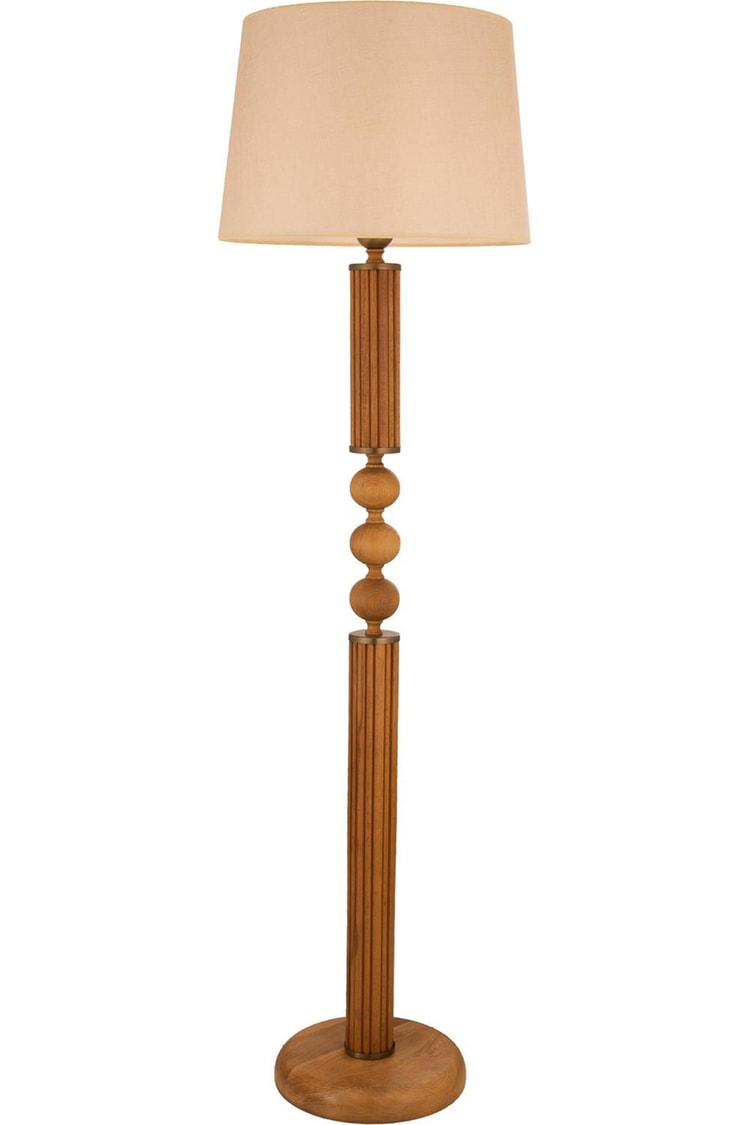 Avonni LM-9146-1E Ceviz Boya Lambader E27 Ahşap Kumaş 50 cm
