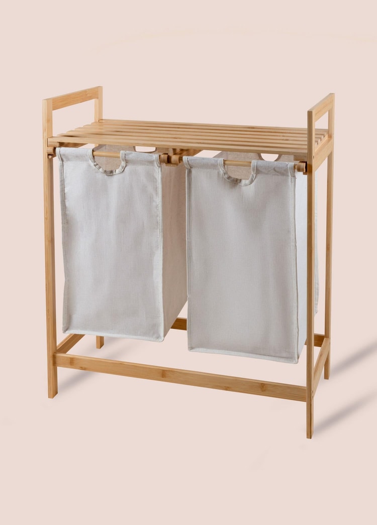 Bambu 2 Bölmeli Çamaşır Sepeti 74x64x33 Cm
