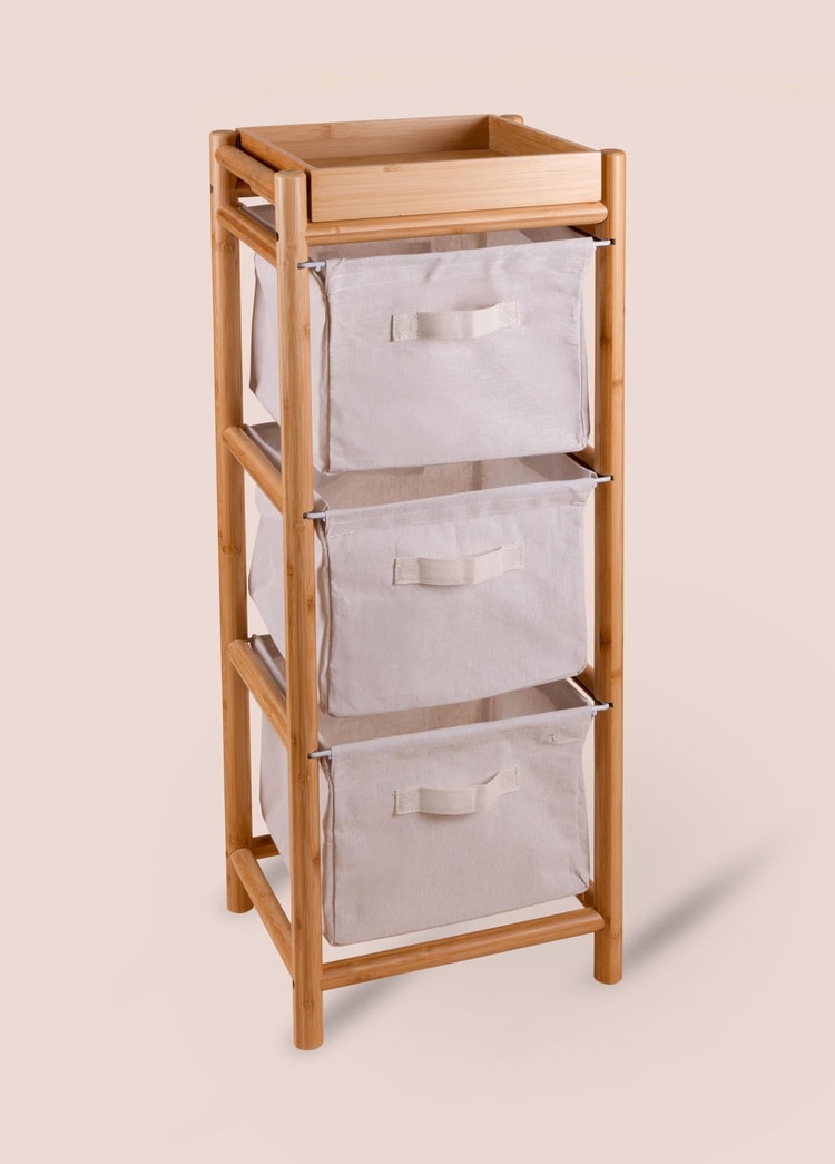 Bambu 3 Bez Çekmeceli Düzenleyici Dolap Raf 90x35x30 Cm