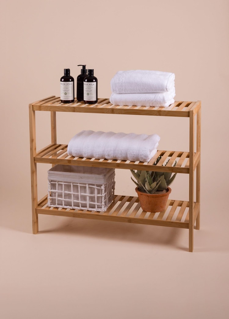 Bambu 3 Katlı Düzenleyici Dolap Raf Ayakkabılık 70x59x26 Cm