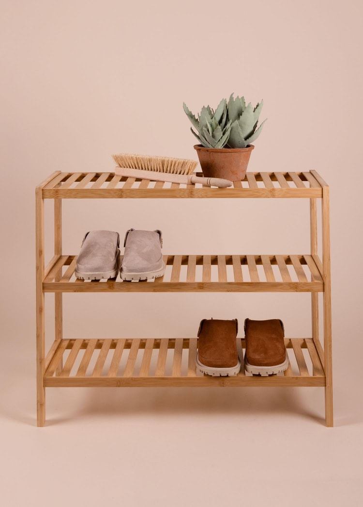 Bambu 3 Katlı Düzenleyici Dolap Raf Ayakkabılık 70x59x26 Cm