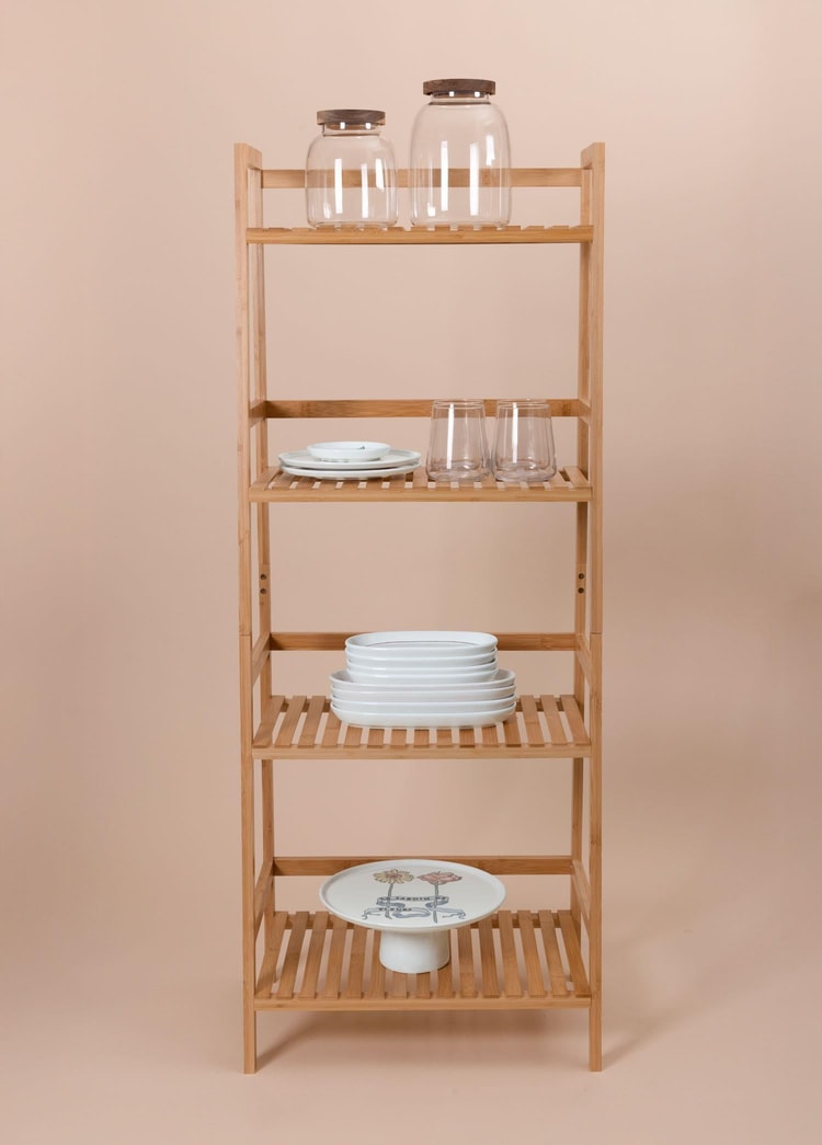 Bambu 4 Katlı Düzenleyici Dolap Raf 120x49x32 Cm