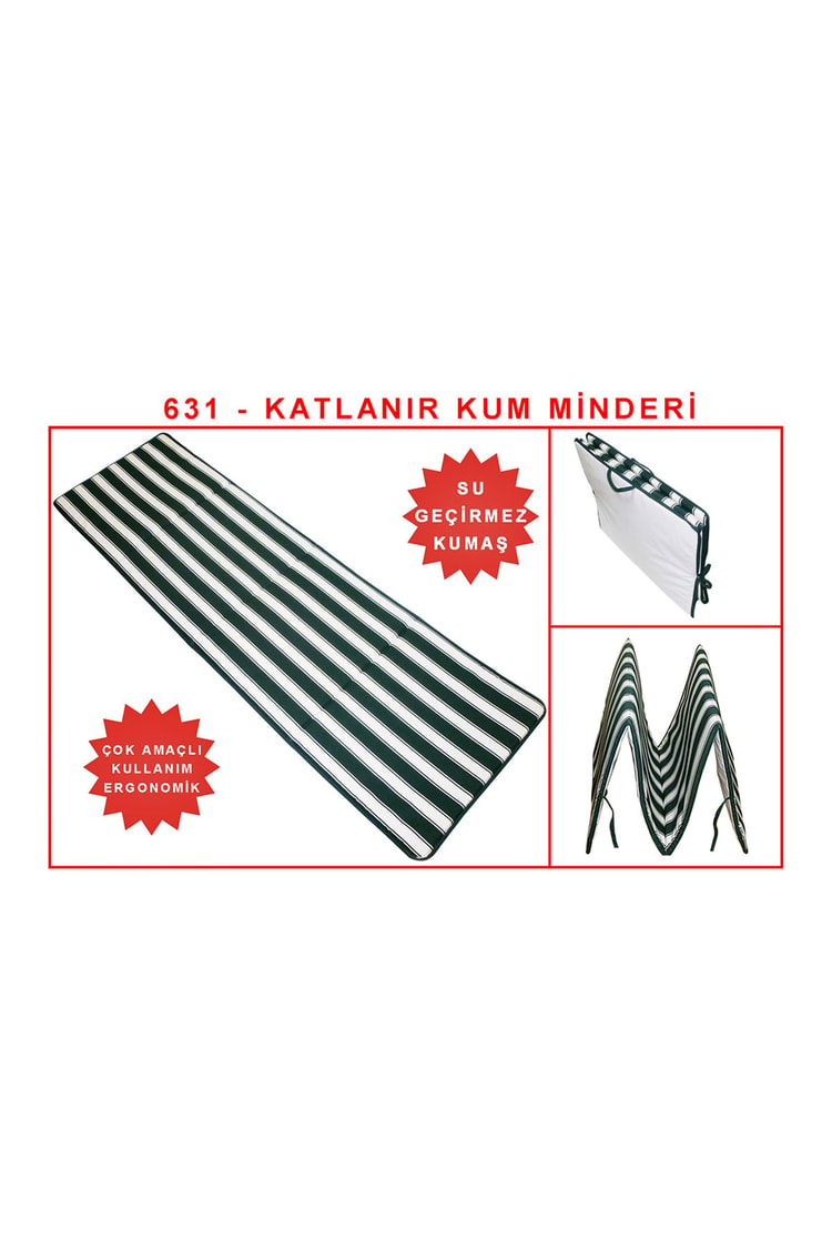Belde Katlanır Akrilik Kum Minderi Yeşil/Ekru - 631