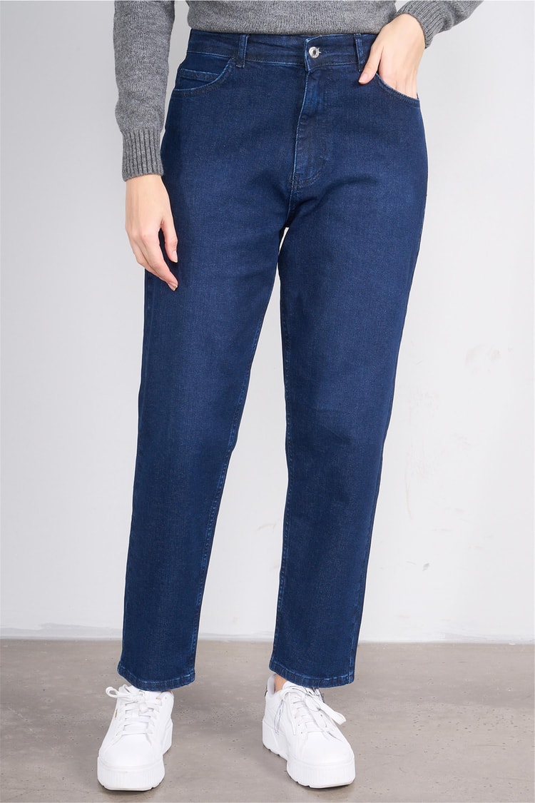 Bıg Lesson K26 6103 Lacıvert Kadın Klasık Kot Pantolon 38-46