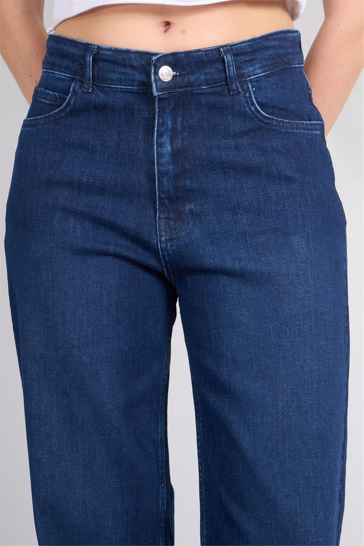 Bıg Lesson K26 6104 Lacıvert Kadın Bol Kesım Kot Pantolon 38-46