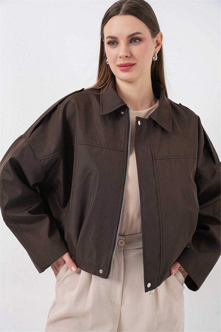 Bigdart 0732 Kahverengi Kadın Bomber Trenc 36-42