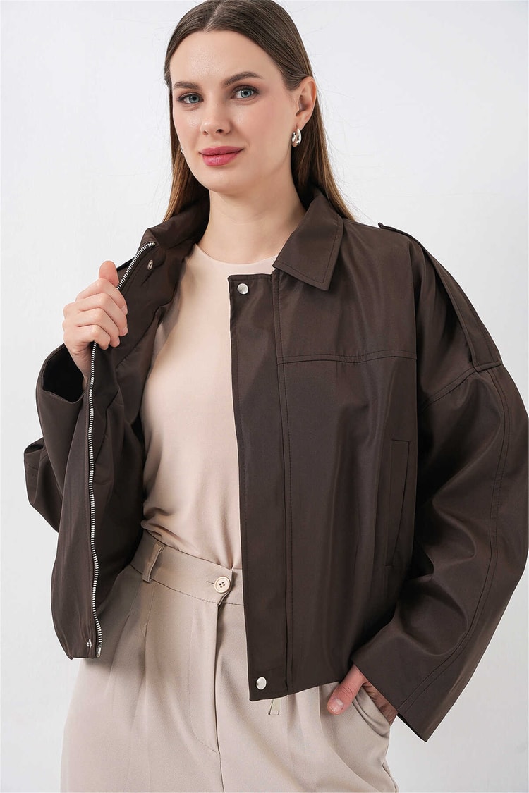 Bigdart 0732 Kahverengi Kadın Bomber Trenc 36-42