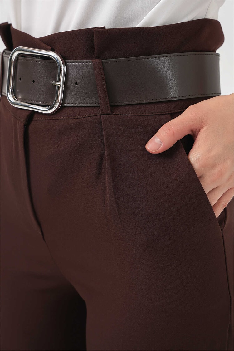 Bigdart 6556 Kahve Kemerlı Kumaş Pantolon