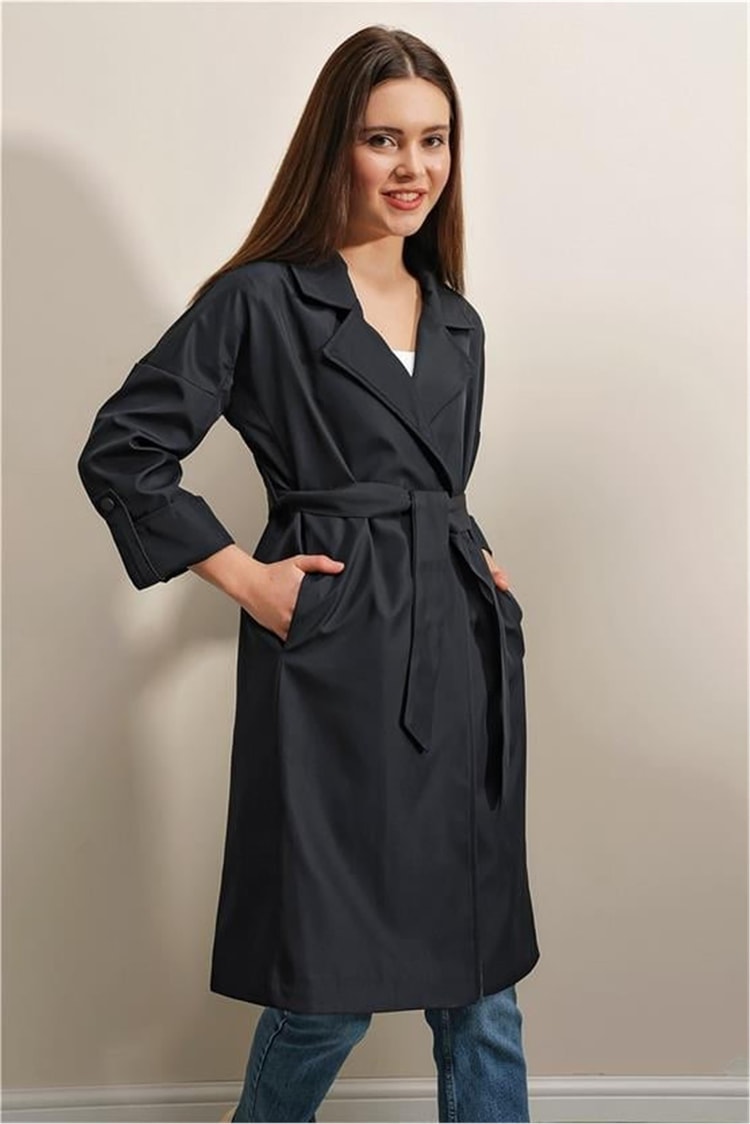 Bigdart 9104 Lacivert Kadın Trençhcoat
