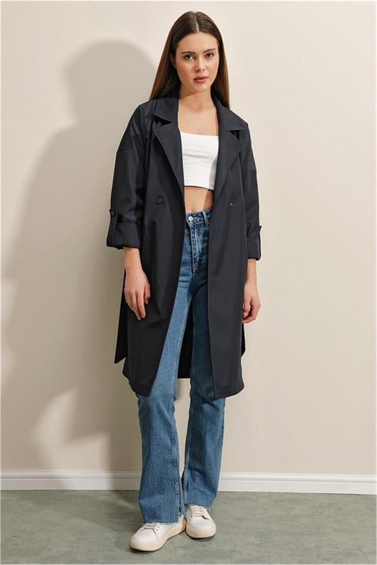 Bigdart 9104 Lacivert Kadın Trençhcoat