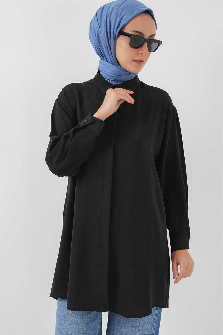 Bıgdart Y25 5945 Siyah Uzun Gömlek Tunik